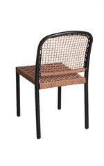 Indoor/Outdoor Black Aluminum Chair with Brown Terylene Weave Seat and Back - Image 3