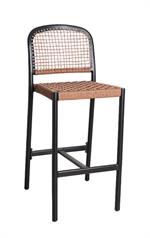Indoor/Outdoor Black Aluminum Chair with Brown Terylene Weave Seat and Back - Image 4