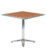 24" x 30" Indoor/ Outdoor Aluminum Table with Imitation Teak Slats Top - Image 2
