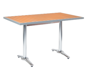 30x 48 Indoor/ Outdoor Aluminum Table with Imitation Teak Slats Top