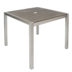 36 x 36 Indoor/ Outdoor Aluminum Table in Rust Color 1.5" Umbrella Hole, Imitation Teak Slats - Image 5