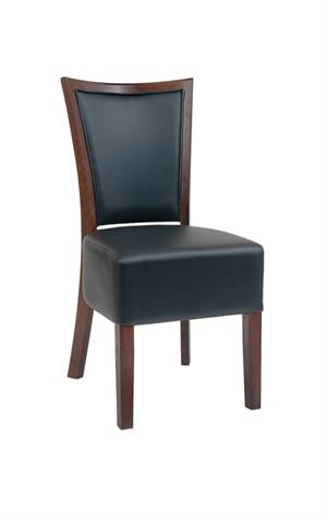 Beechwood Chair in Walnut Finish with Black Vinyl Back and Seat