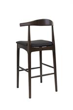 Indoor Walnut Finish Beechwood Barstool with Black Vinyl Seat - Image 4