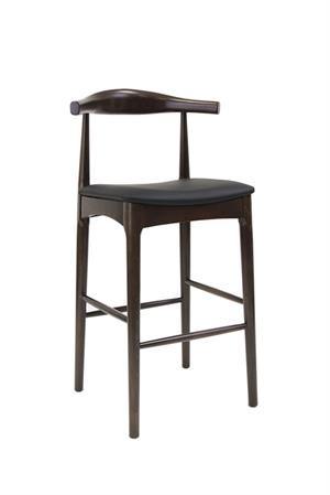 Indoor Walnut Finish Beechwood Barstool  with Black Vinyl Seat