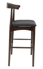 Indoor Walnut Finish Beechwood Barstool with Black Vinyl Seat - Image 3