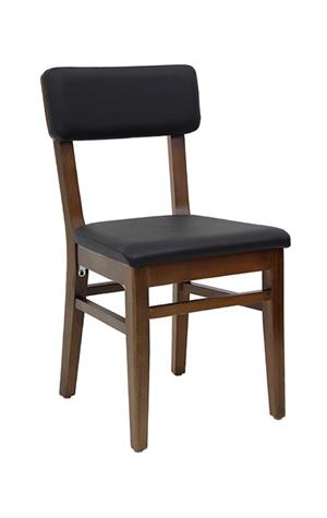 Indoor Beech Wood Restaurant Chair with Black Vinyl Seat and Backrest