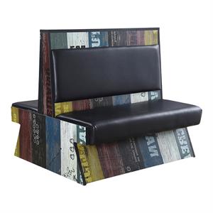 46"H Double Melamine Booth with Black Vinyl Seat & Back