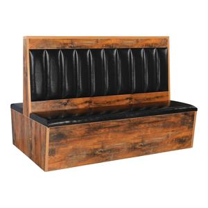 60"L x 46"H Melamine Double Booth with Black Padded Vinyl Seat & Back