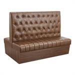 47"L x 46"H Double Booth with Melamine Frame, Button Tufted Vinyl Back, and Channel Tufted Seat in Brown - Image 3