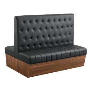 Melamine Frame Double Booth with Black Tufted Vinyl Seat & Back, 60" L