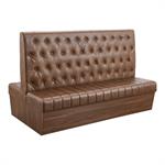 47"L x 46"H Double Booth with Melamine Frame, Button Tufted Vinyl Back, and Channel Tufted Seat in Brown - Image 4
