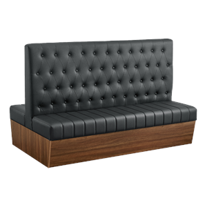 Melamine Frame Double Booth with Black Tufted Vinyl Seat & Back, 72" L