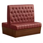 47"L x 46"H Single Booth with Melamine Frame, Button Tufted Vinyl Back, and Channel Tufted Seat in Burgundy - Image 4