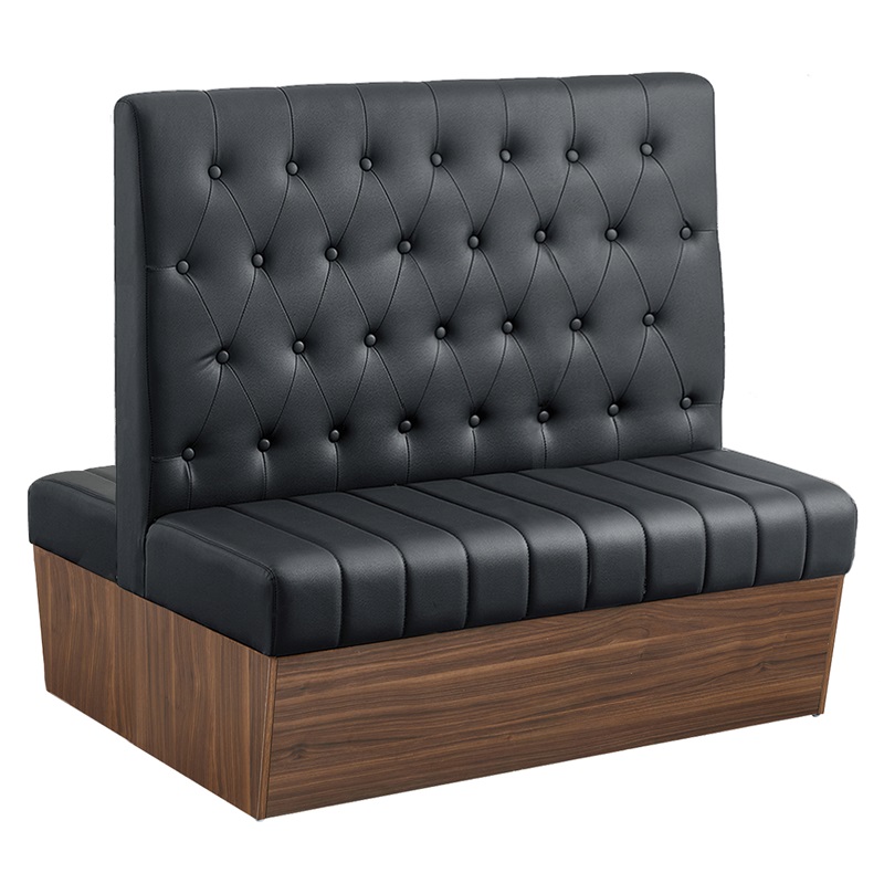 Melamine Frame Double Booth with Black Tufted Vinyl Seat & Back, LBD-46-12