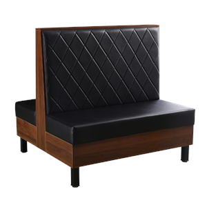 Melamine Double Booth w/ Diamond Tufted Back & Padded Black Vinyl Seat