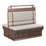 47"L x 46"H Single Melamine Booth with Cream Upholstered Seat & Back, Rose Gold Stainless Steel Frame and Decorative Wood Paneling - Image 2