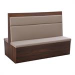 47"L x 46"H Double Melamine Booth with Beige Padded Seat & Back and Walnut Veneer Base - Image 3