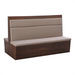 47"L x 46"H Double Melamine Booth with Beige Padded Seat & Back and Walnut Veneer Base - Image 4