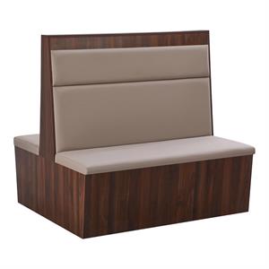 47"L x 46"H Double Melamine  Booth with Beige Padded Seat & Back and Walnut Veneer Base
