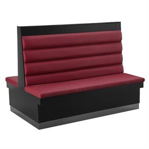 60"L x 46"H Melamine Double Booth with Burgundy Upholstered Seat and 4 Channel Backrest
