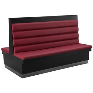 72"L x 46"H Melamine Double Booth with Burgundy Upholstered Seat and 4 Channel Backrest