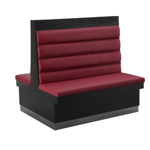 47"L x 46"H Melamine Double Booth with Burgundy Upholstered Seat and 4 Channel Backrest