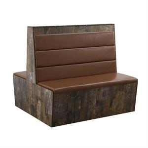47"L x 46" H Melamine Double Booth with Brown Vinyl Seat and Horizontal Channel Back