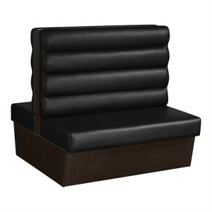 Horizontal 4 Channel Back Melamine Double Booth with Black Vinyl Back & Seat