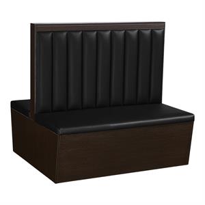 9 Channel Back Melamine Double Booth with Black Vinyl Back & Seat