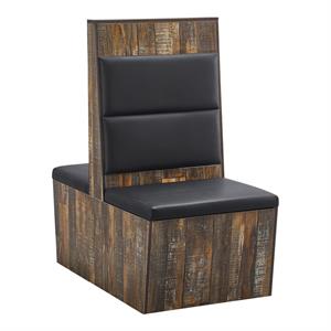 24"L x 43"D Melamine Double Booth with Black Padded Vinyl Seat