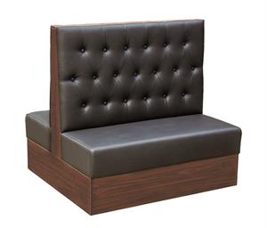 Double Booth in Melamine Frame with Black Tufted Vinyl, 47.2 x 43.3 x 46