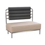 47"L x 40"H Double Booth with Vinyl Padded Black Backrest, Beige Seat, and Stainless Steel Frame - Image 2
