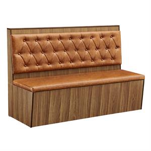 72"L x 42"H Single Diamond Tufted Orange Vinyl Booth with Walnut Melamine Base