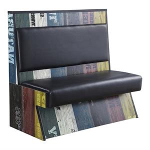 46"H Single Melamine Booth with Black Vinyl Seat & Back