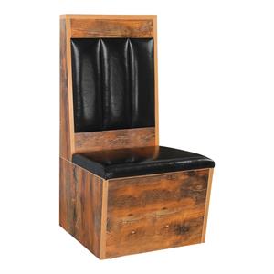 24L x 46"H Melamine Single Booth with Black Padded Vinyl Seat, 58 lbs