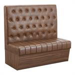 47"L x 46"H Double Booth with Melamine Frame, Button Tufted Vinyl Back, and Channel Tufted Seat in Brown - Image 2