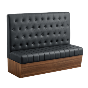 Melamine Frame Single Booth with Black Tufted Vinyl Seat & Back, 60" L