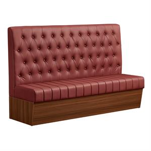 72"L x 46"H Single Booth with Melamine Frame, Button Tufted Vinyl Back, and Channel Tufted Seat in Burgundy