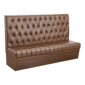 72"L x 46"H Single Booth with Melamine Frame, Button Tufted Vinyl Back, and Channel Tufted Seat in Brown