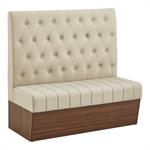 47"L x 46"H Single Booth with Melamine Frame, Button Tufted Vinyl Back, and Channel Tufted Seat in Burgundy - Image 3