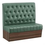 47"L x 46"H Double Booth with Melamine Frame, Button Tufted Vinyl Back, and Channel Tufted Seat in Green - Image 2