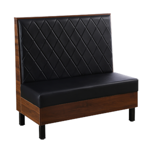 Melamine Single Booth w/ Diamond Tufted Back & Padded Black Vinyl Seat