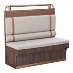 47"L x 46"H Double Melamine Booth with Cream Upholstered Seat & Back, Rose Gold Stainless Steel Frame and Decorative Wood Paneling - Image 2