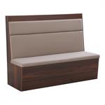 72"L x 46"H Single Melamine Booth with Beige Padded Seat & Back and Walnut Veneer Base - Image 3