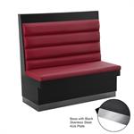 47"L x 46"H Melamine Single Booth with Burgundy Upholstered Seat and 4 Channel Backrest - Image 3