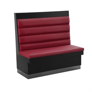 47"L x 46"H Melamine Single Booth with Burgundy Upholstered Seat and 4 Channel Backrest