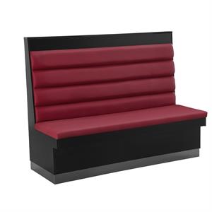 60"L x 46"H Melamine Single Booth with Burgundy Upholstered Seat and 4 Channel Backrest