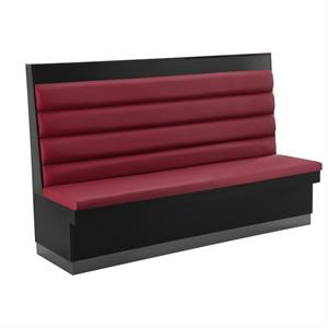 72"L x 46"H Melamine Single Booth with Burgundy Upholstered Seat and 4 Channel Backrest