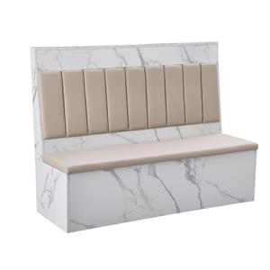 46"H x 60"L Cream Vinyl Padded Single Booth with Marble Look Melamine Frame