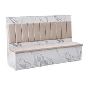 46"H x 72"L Cream Vinyl Padded Single Booth with Marble Look Melamine Frame